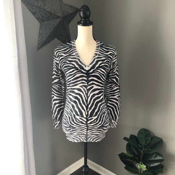 Michael Kors Tops - Michael Kors Zebra Print Long Sleeve Black/White Sz XS